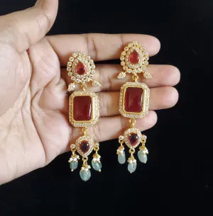 Moissonite Look Alike AD Earrings Ruby