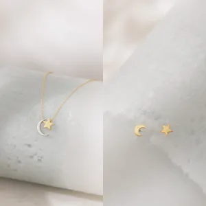 Moon & Star Earrings   Necklace Set