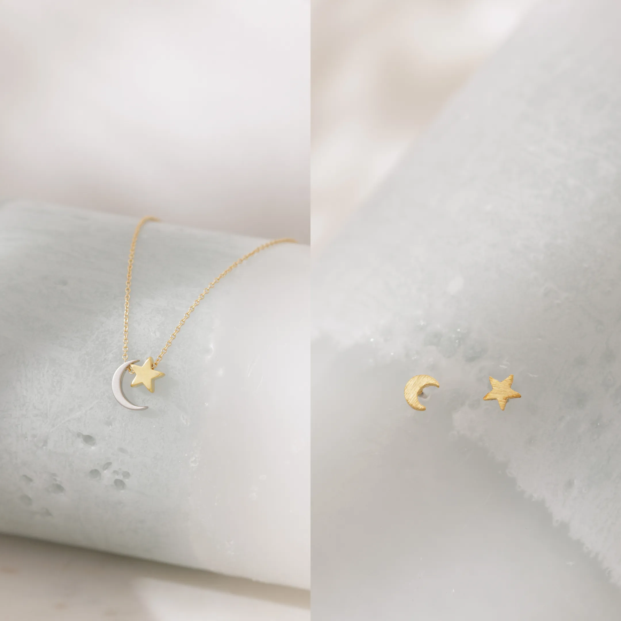 Moon & Star Earrings   Necklace Set
