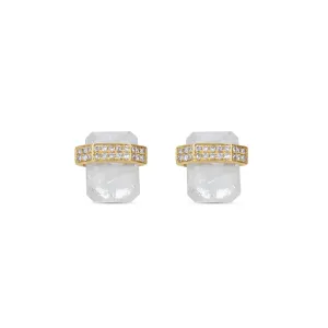 Moonstone & Diamond Stud Earrings