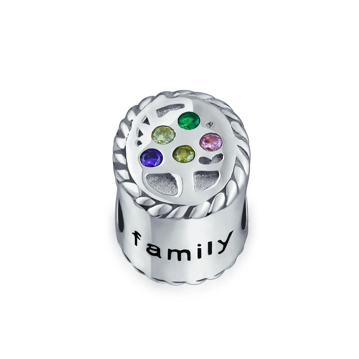 Multi Color CZ Family Tree of Life Charm Bead for Mother Wife Silver Bracelet