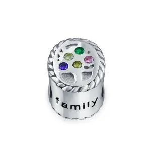 Multi Color CZ Family Tree of Life Charm Bead for Mother Wife Silver Bracelet