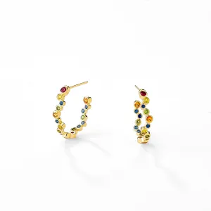 Multi Sapphire Oval Hoops