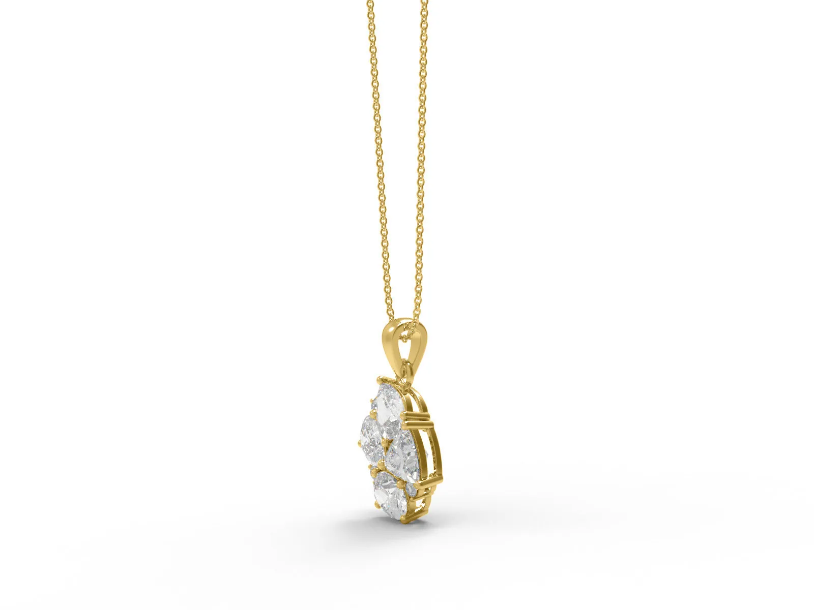 Multi Shape Four Stone 8x6MM Pear Shape Moissanite 925 Sterling Silver Cluster Necklace