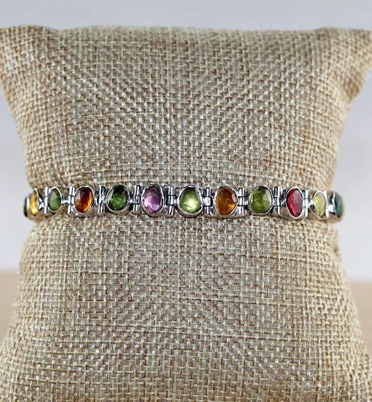 Multicolor Tourmaline Bracelet in Sterling Silver