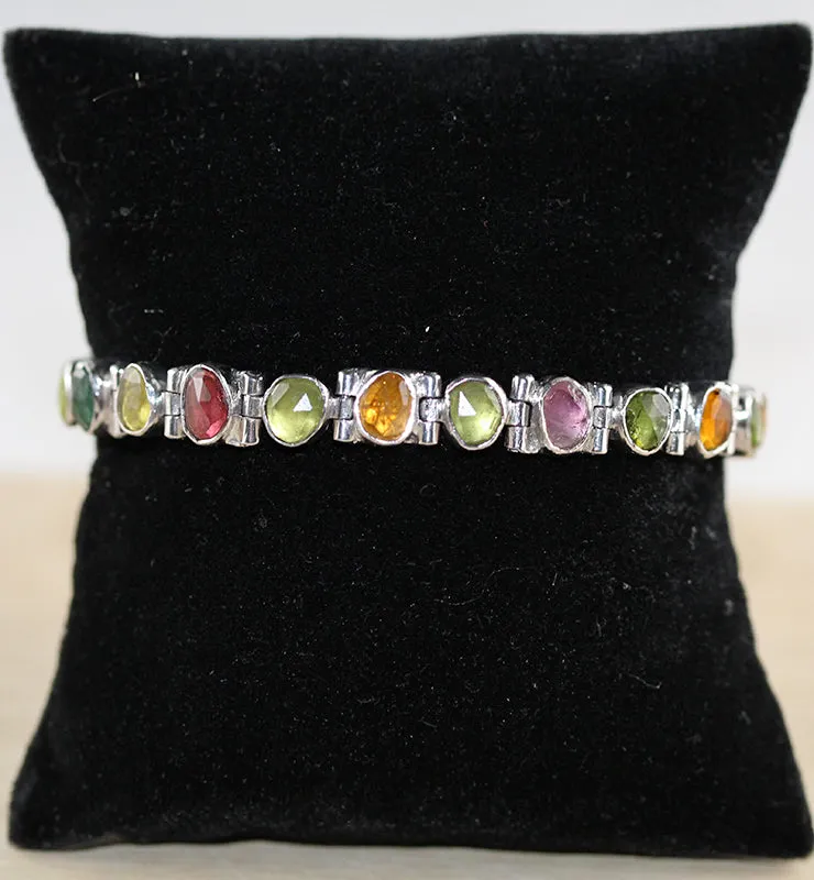 Multicolor Tourmaline Bracelet in Sterling Silver