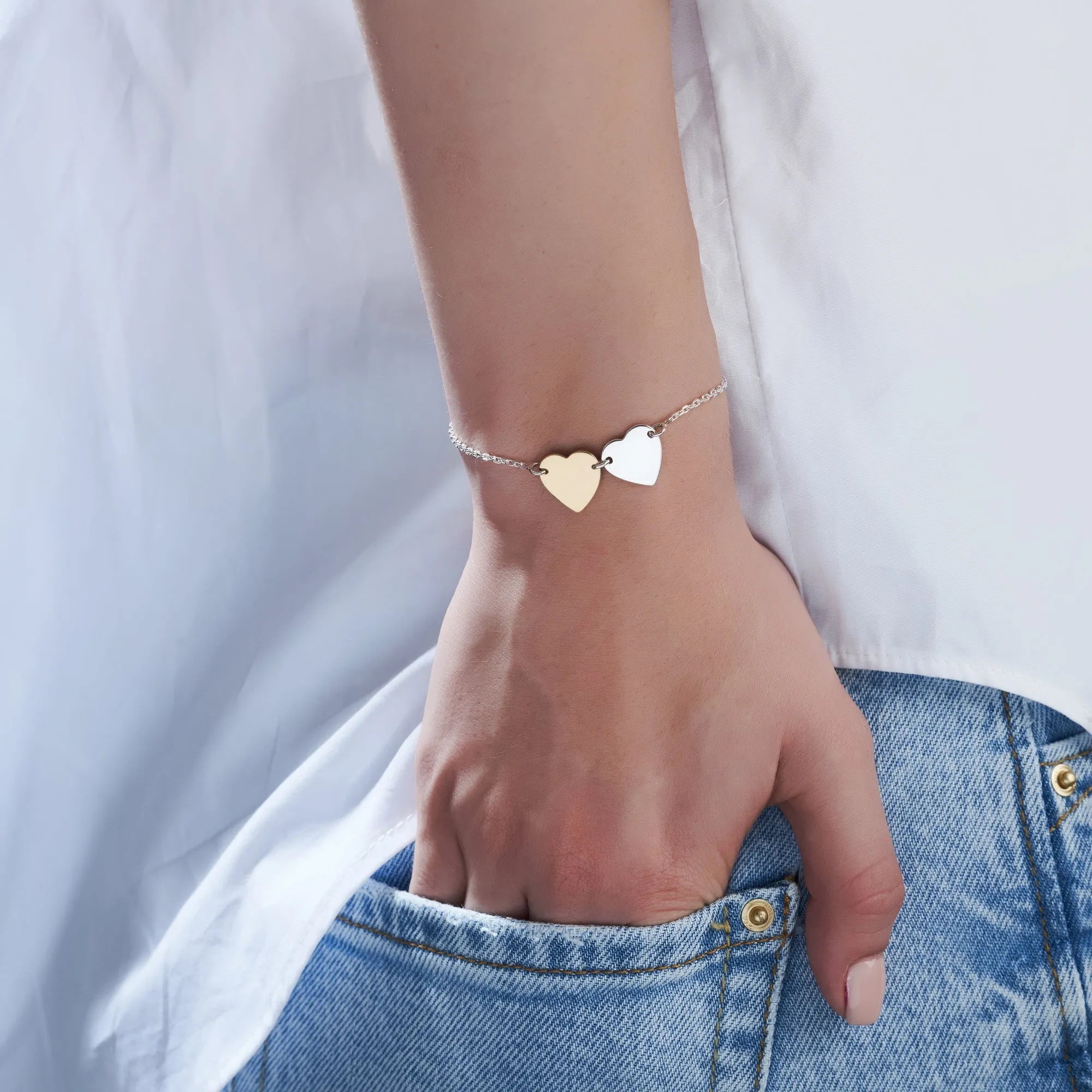 Mysha Personalized Eternal Name Silver & Gold Heart Bracelet