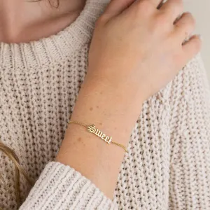 Name Bracelet with Silver Curb Chain Mother's Day Gift