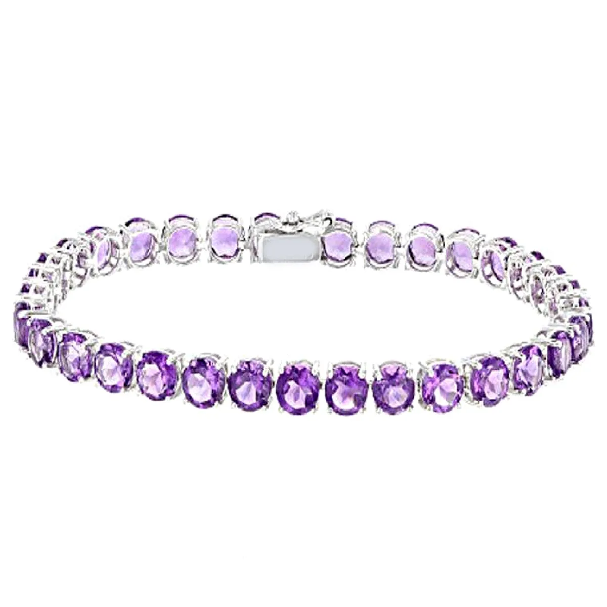 Natural Amethyst 925 Sterling Silver Tennis Bracelet Jewelry