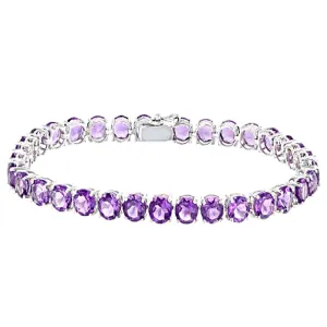 Natural Amethyst 925 Sterling Silver Tennis Bracelet Jewelry