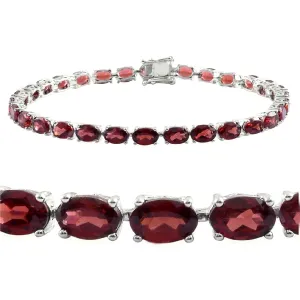 Natural Garnet 925 Sterling Silver Tennis Bracelet Jewelry