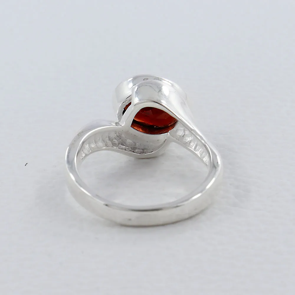 Natural Garnet Silver Rings