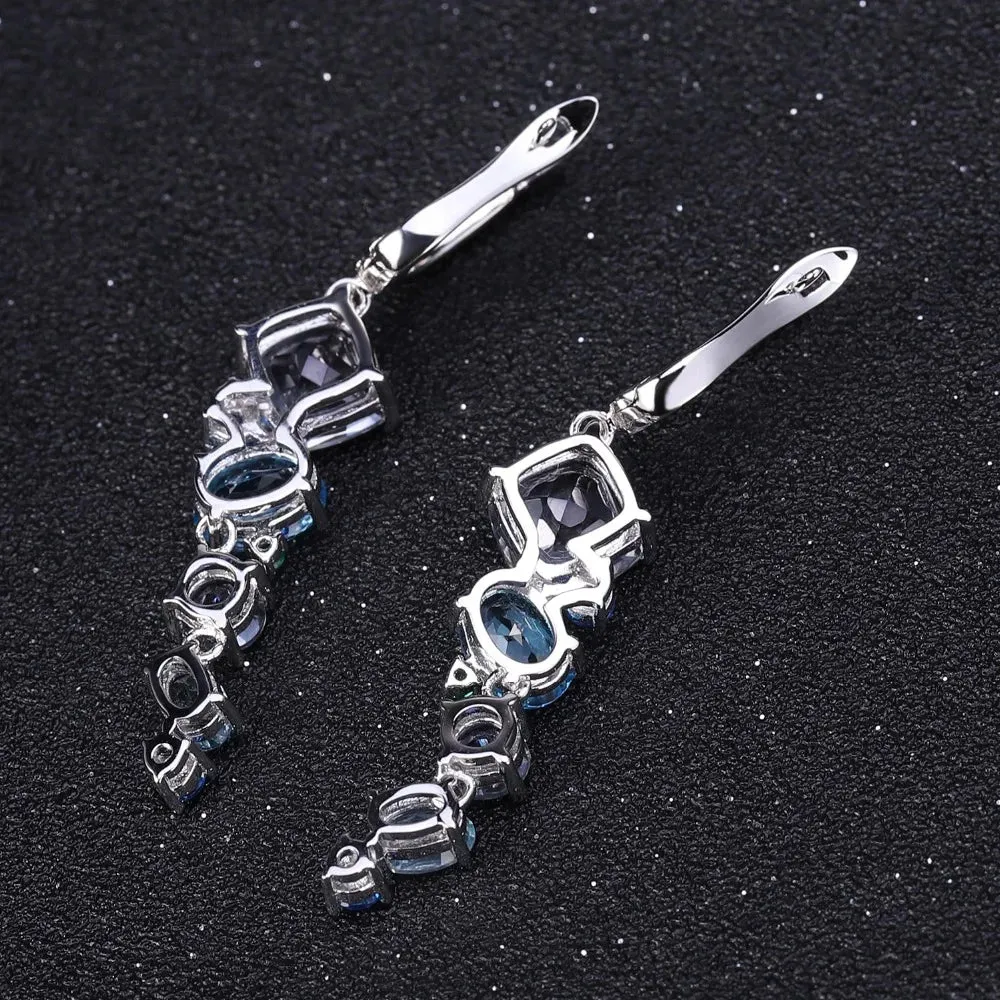 Natural Mystic Quartz Topaz Drop Earrings – 925 Sterling Silver Handmade Irregular Earrings