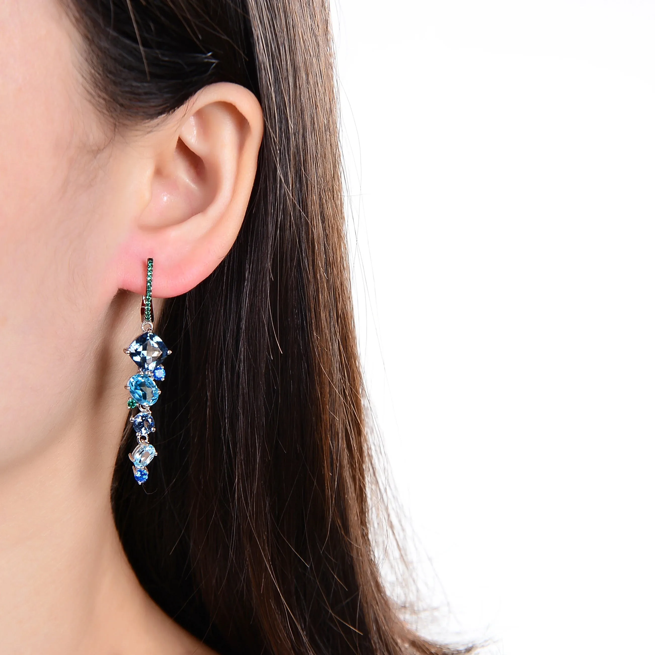 Natural Mystic Quartz Topaz Drop Earrings – 925 Sterling Silver Handmade Irregular Earrings