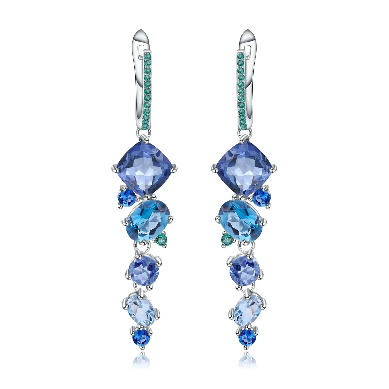 Natural Mystic Quartz Topaz Drop Earrings – 925 Sterling Silver Handmade Irregular Earrings