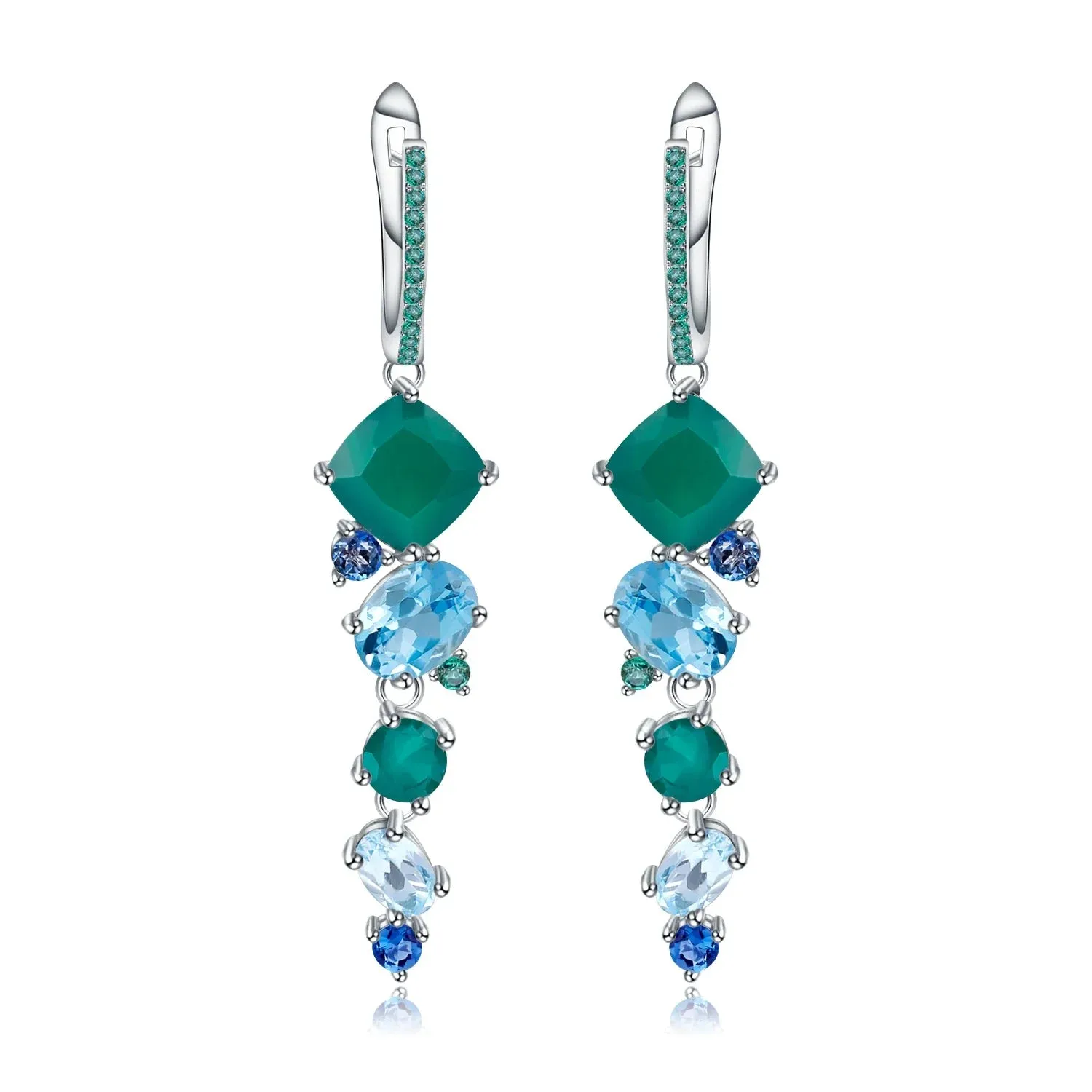 Natural Mystic Quartz Topaz Drop Earrings – 925 Sterling Silver Handmade Irregular Earrings