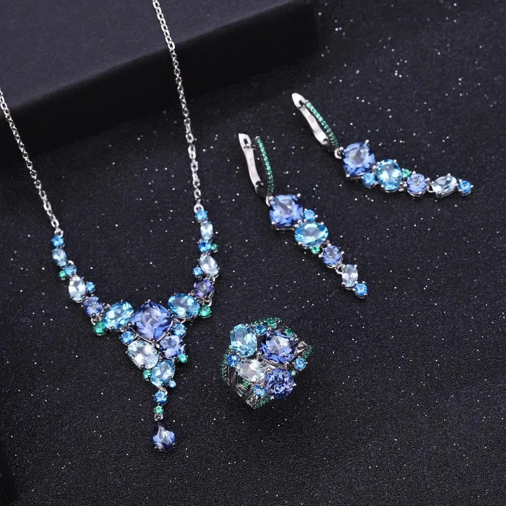 Natural Mystic Quartz Topaz Drop Earrings – 925 Sterling Silver Handmade Irregular Earrings