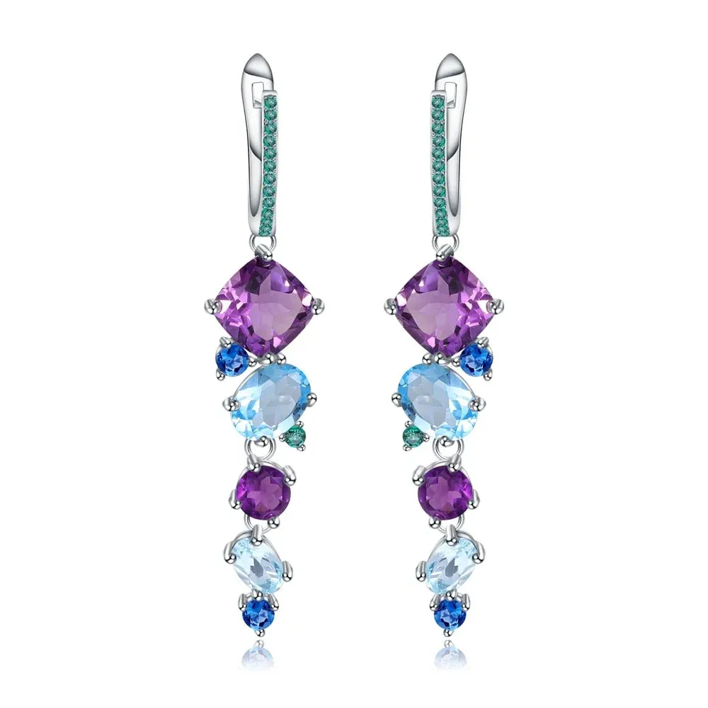 Natural Mystic Quartz Topaz Drop Earrings – 925 Sterling Silver Handmade Irregular Earrings