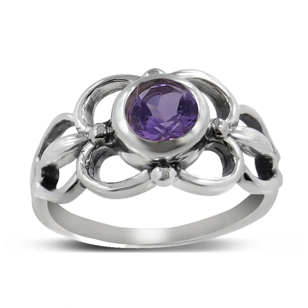 Natural Rainbow Moonstone Silver Rings