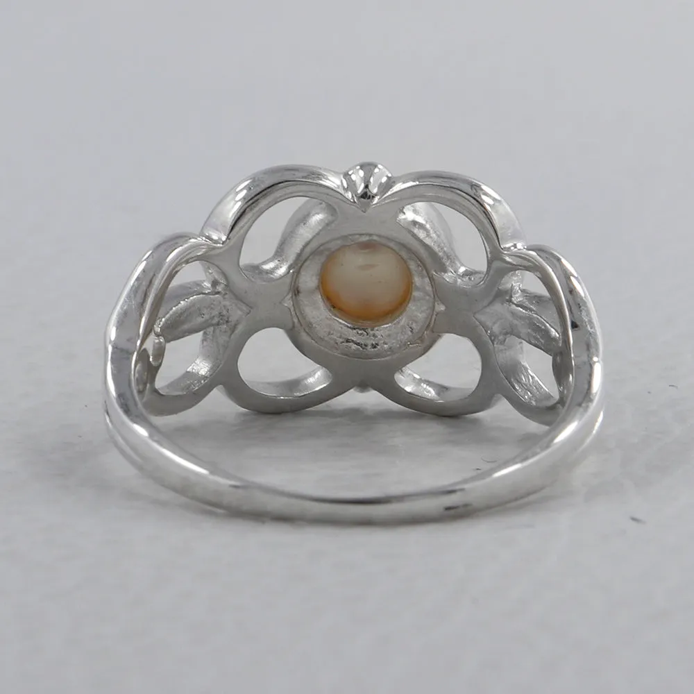 Natural Rainbow Moonstone Silver Rings