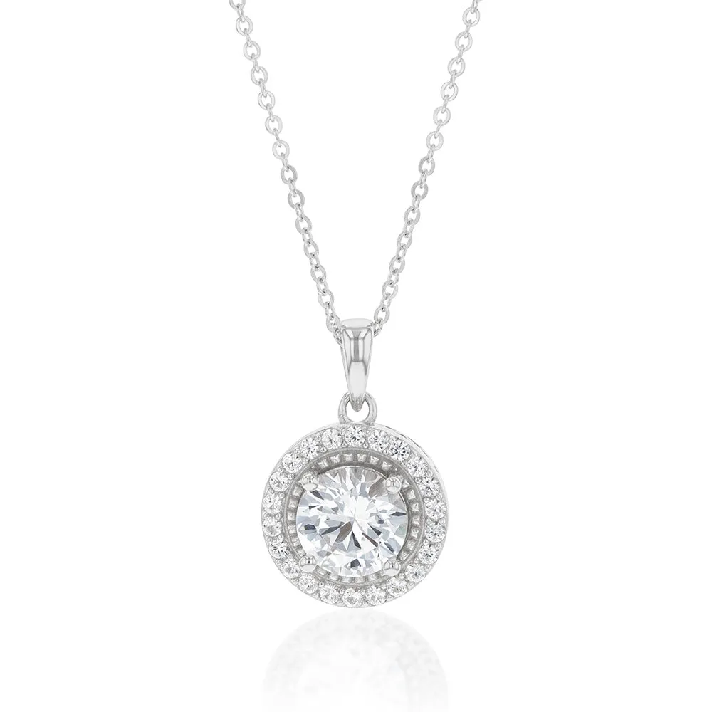 Natural White Sapphire Pendant and Earring Set on Chain in Sterling Silver