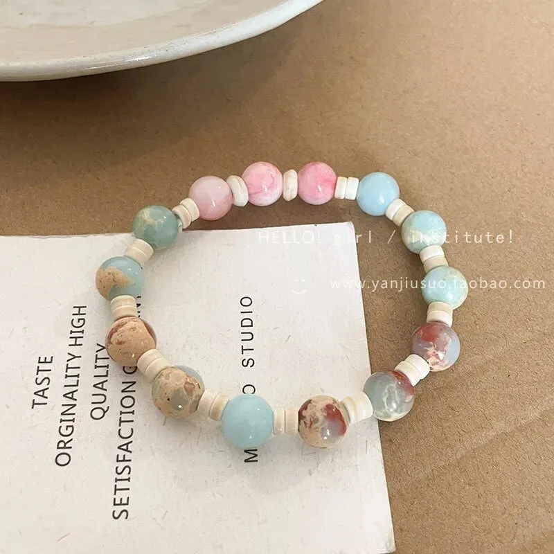 New Black Cat Heart Rhinestone Pentagram Star Beads Bracelet for Women Aesthetic Sweet Cool Trendy Jewelry Korean Fashion Gift