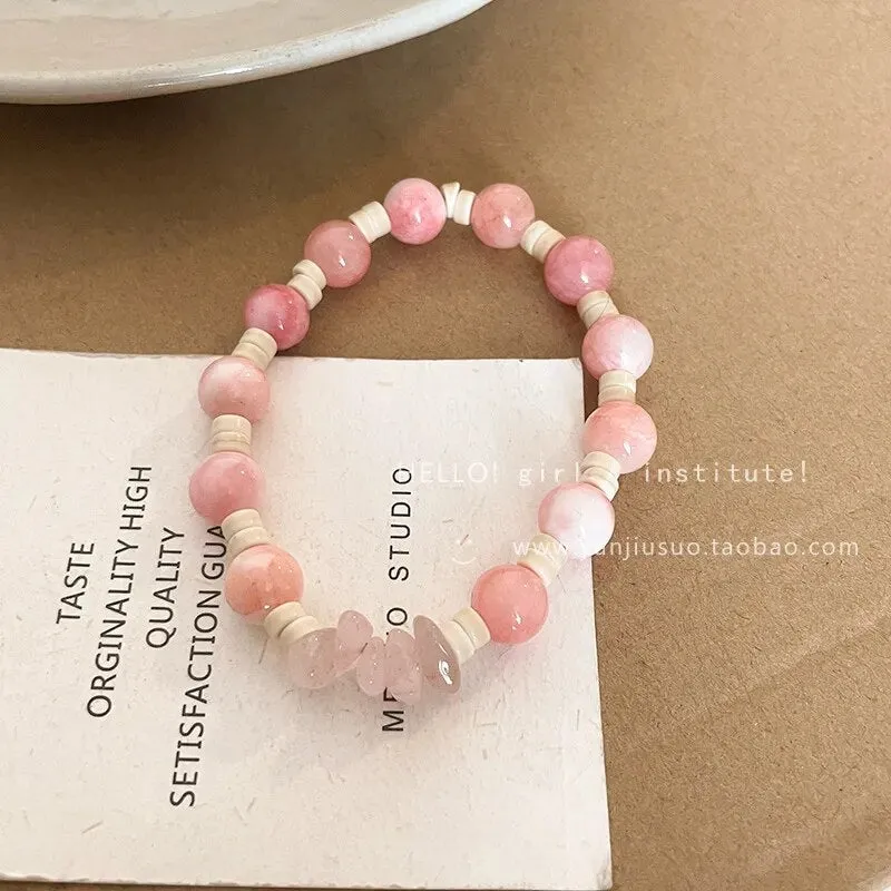 New Black Cat Heart Rhinestone Pentagram Star Beads Bracelet for Women Aesthetic Sweet Cool Trendy Jewelry Korean Fashion Gift