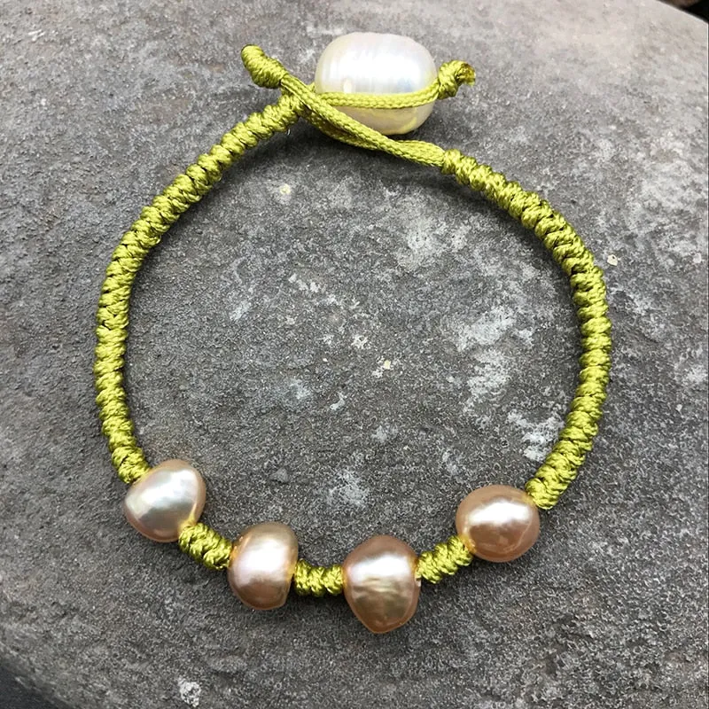 New natural freshwater pink pearl bracelet mother and child family bracelet hand-woven wrapped products Mother's Day gift B122