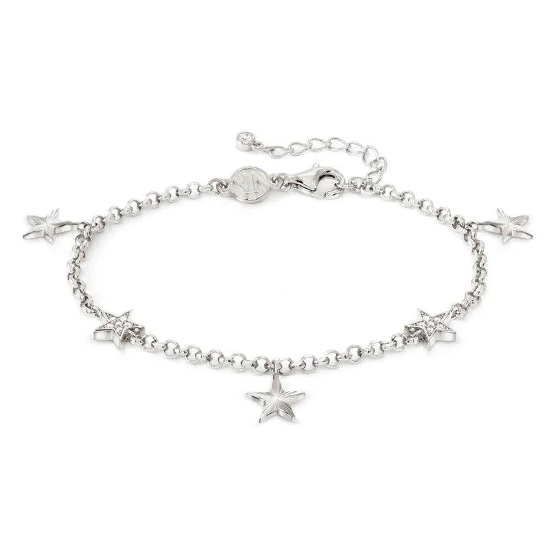 Nomination Truejoy Bracelet, Etched Star Pendants, Cubic Zirconia, Silver