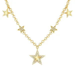 Nomination Truejoy Necklace, Etched Star Pendants, Cubic Zirconia, 24K Gold