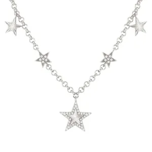 Nomination Truejoy Necklace, Etched Star Pendants, Cubic Zirconia, Silver