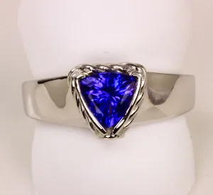 On hold  Christopher Michael Designed .85 Carat Trilliant Tanzanite Ring With Diamond