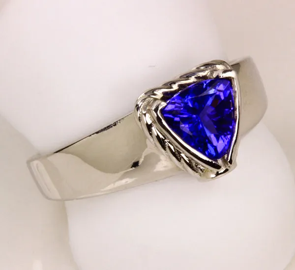 On hold  Christopher Michael Designed .85 Carat Trilliant Tanzanite Ring With Diamond