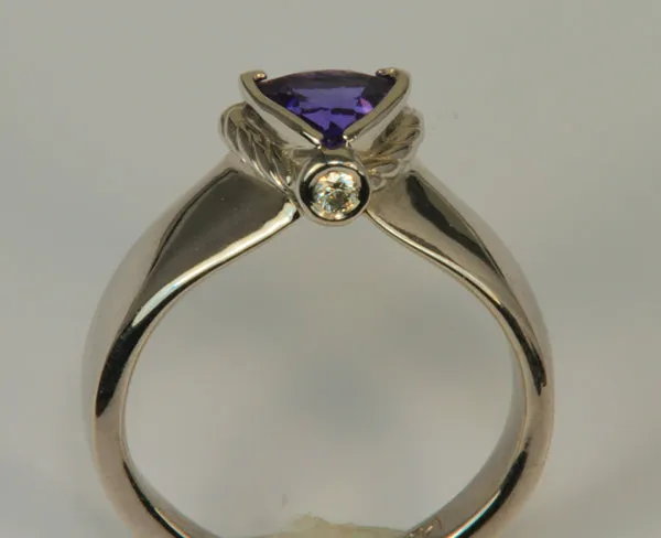 On hold  Christopher Michael Designed .85 Carat Trilliant Tanzanite Ring With Diamond