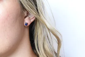 Oval Cut Blue Sapphire Earrings