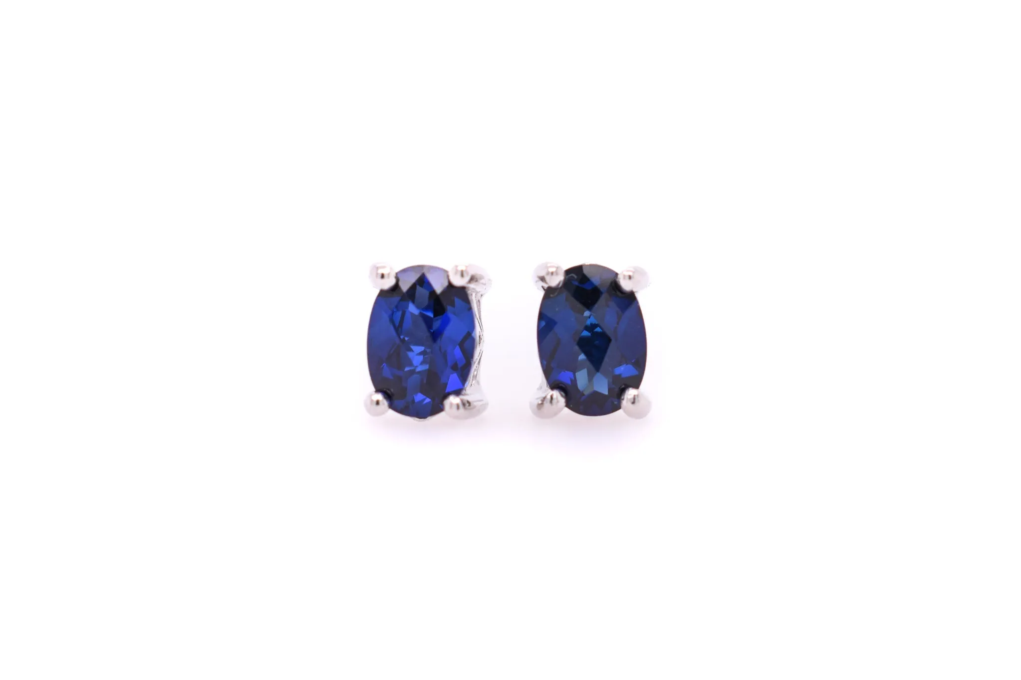 Oval Cut Blue Sapphire Earrings