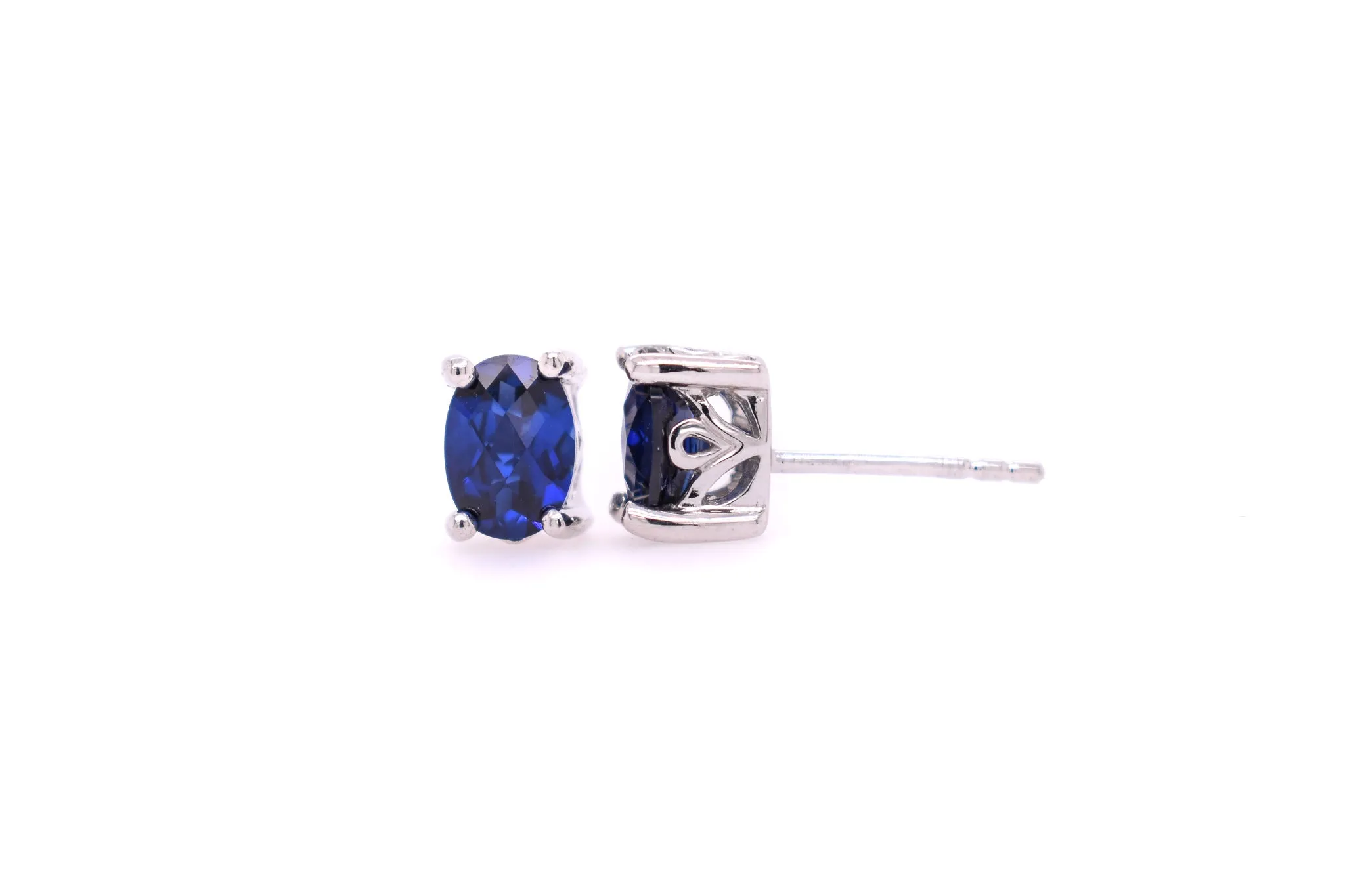 Oval Cut Blue Sapphire Earrings