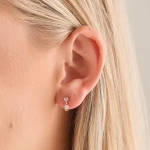 Oval Diamond and Pink Sapphire Drop Studs