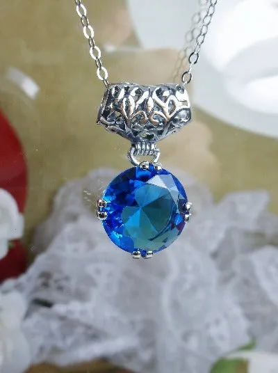P7, Fleur de Lis Round Gem Pendant, Vintage Art Deco Necklace, Design#P7