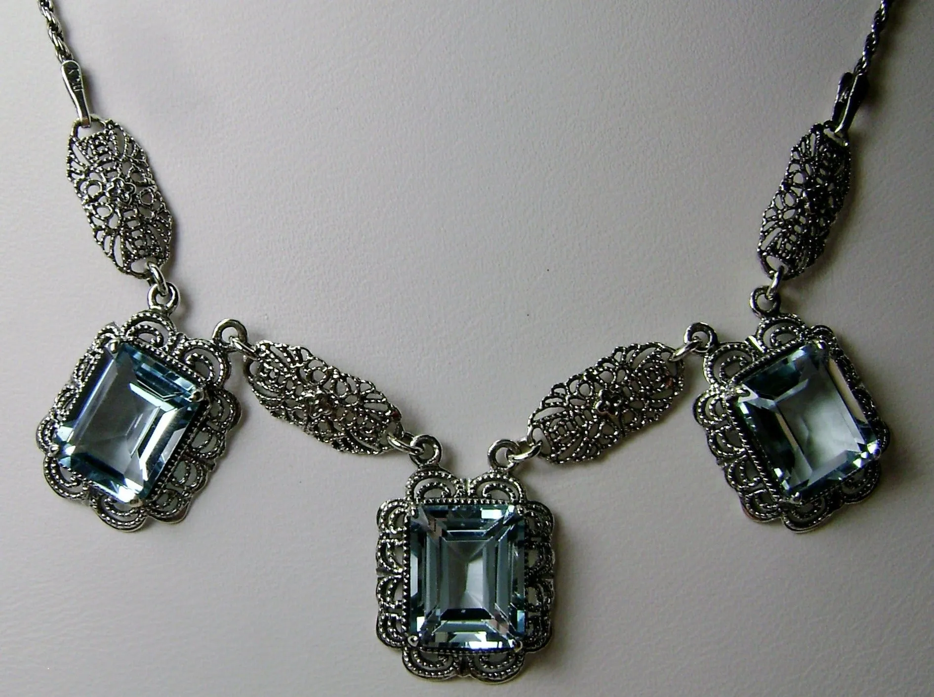 P8, Festoon Necklace, Triple Gem Vintage Jewelry, P8