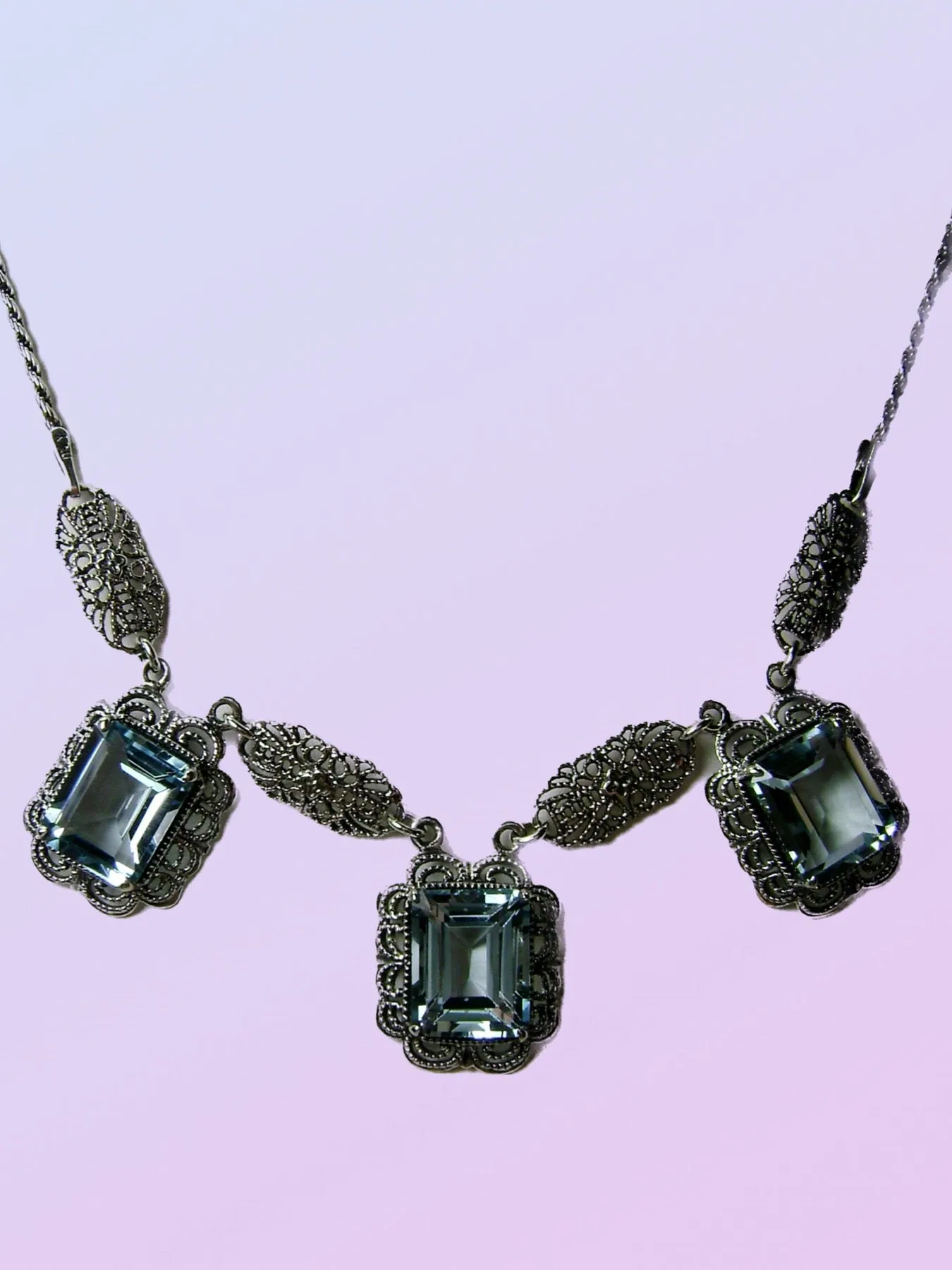 P8, Festoon Necklace, Triple Gem Vintage Jewelry, P8