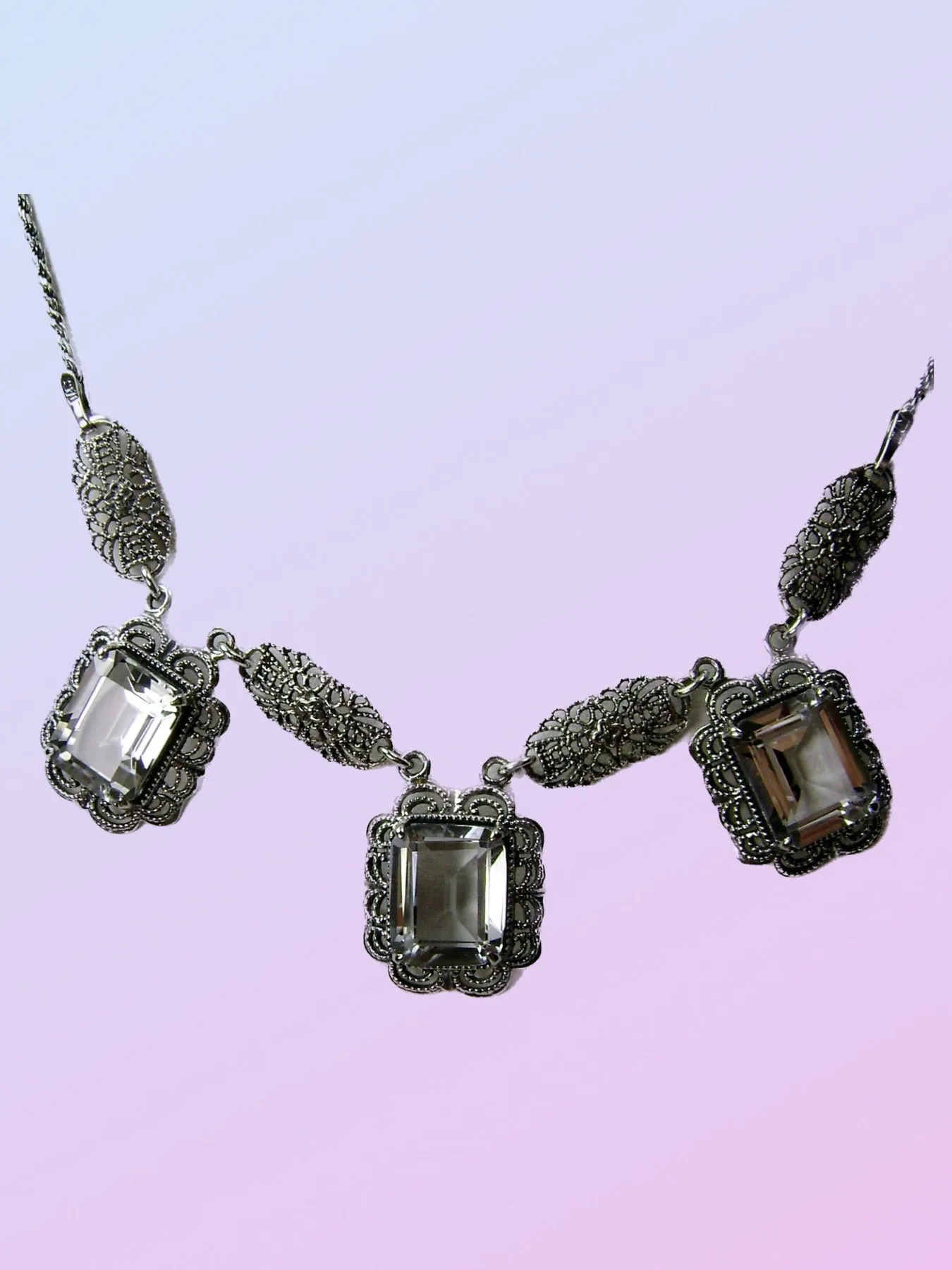 P8, Festoon Necklace, Triple Gem Vintage Jewelry, P8