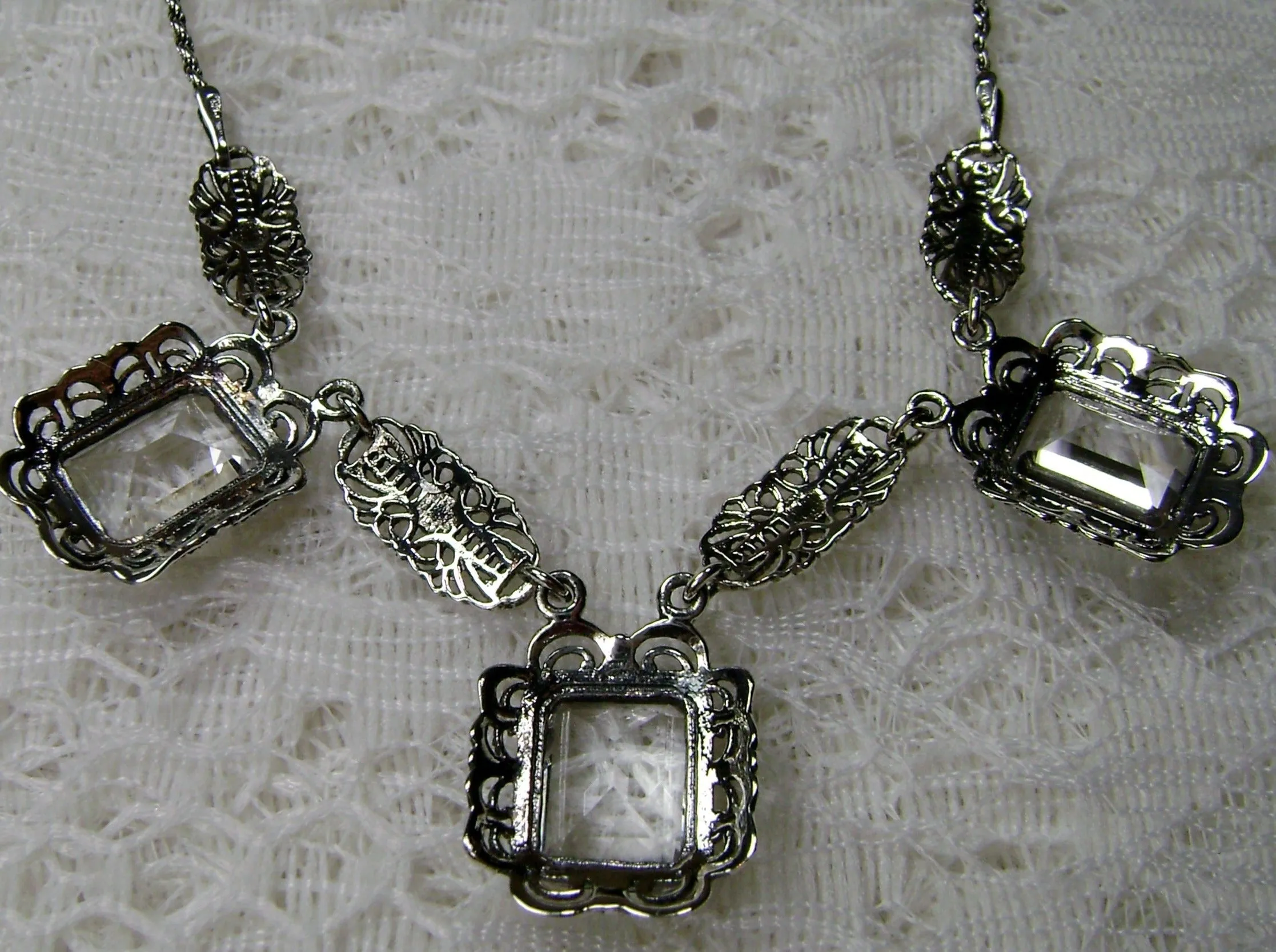 P8, Festoon Necklace, Triple Gem Vintage Jewelry, P8