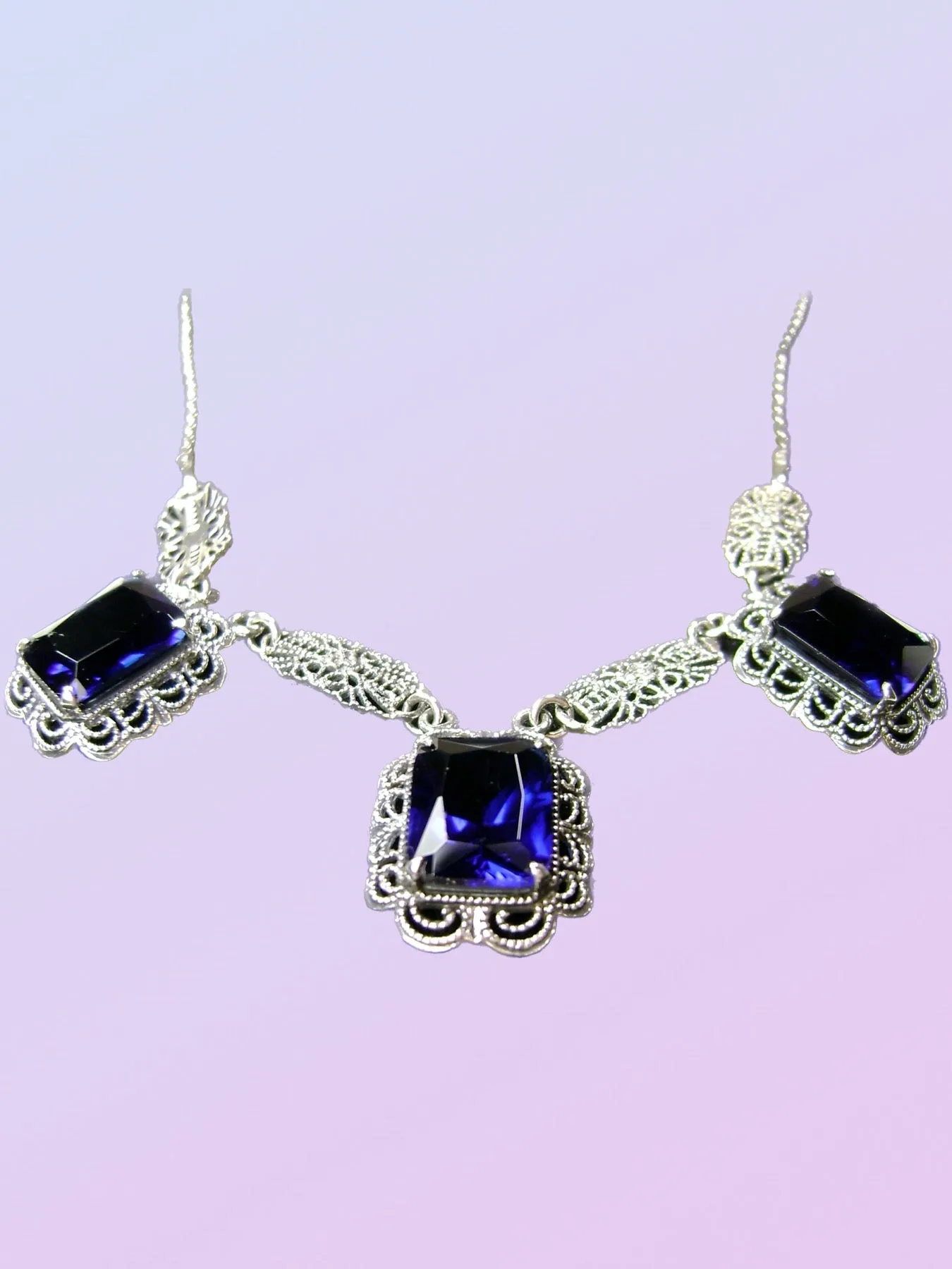 P8, Festoon Necklace, Triple Gem Vintage Jewelry, P8