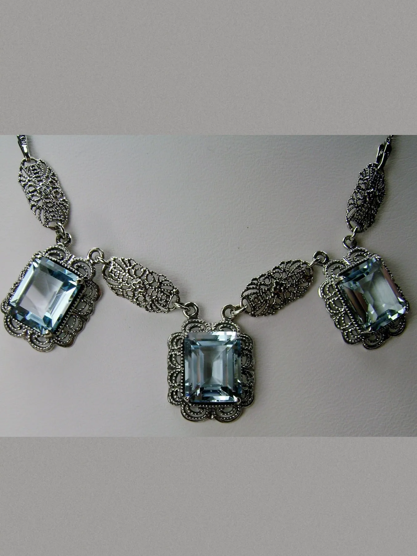 P8, Festoon Necklace, Triple Natural Gem Necklace, Vintage Jewelry, P8