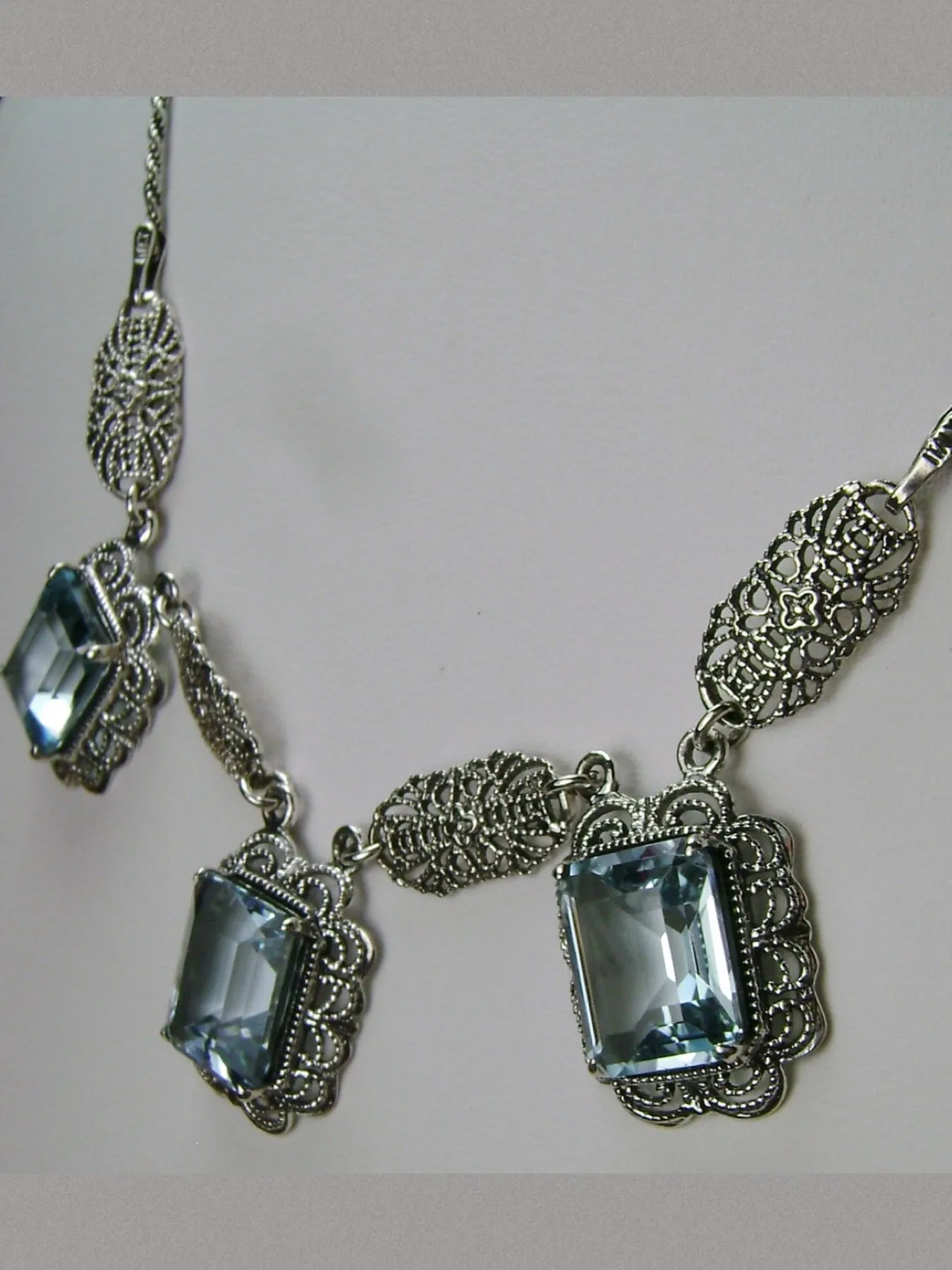 P8, Festoon Necklace, Triple Natural Gem Necklace, Vintage Jewelry, P8