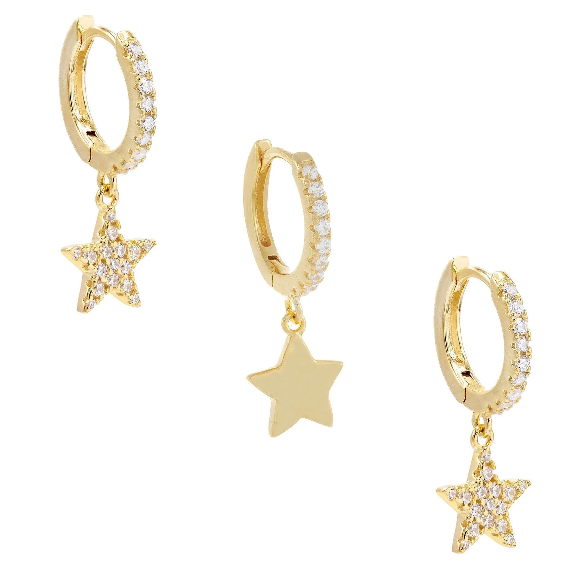 Pavé Star Huggie Earring Combo Set