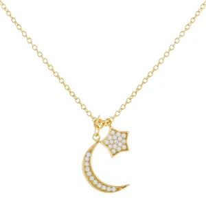 Pavé Star X Crescent Necklace