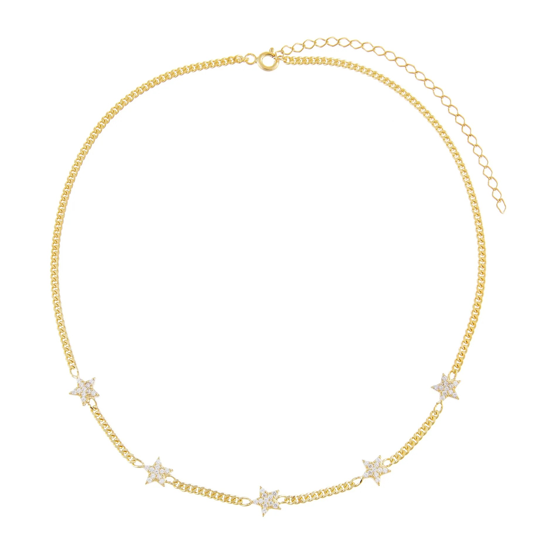 Pavé Stars Embedded Cuban Chain Choker