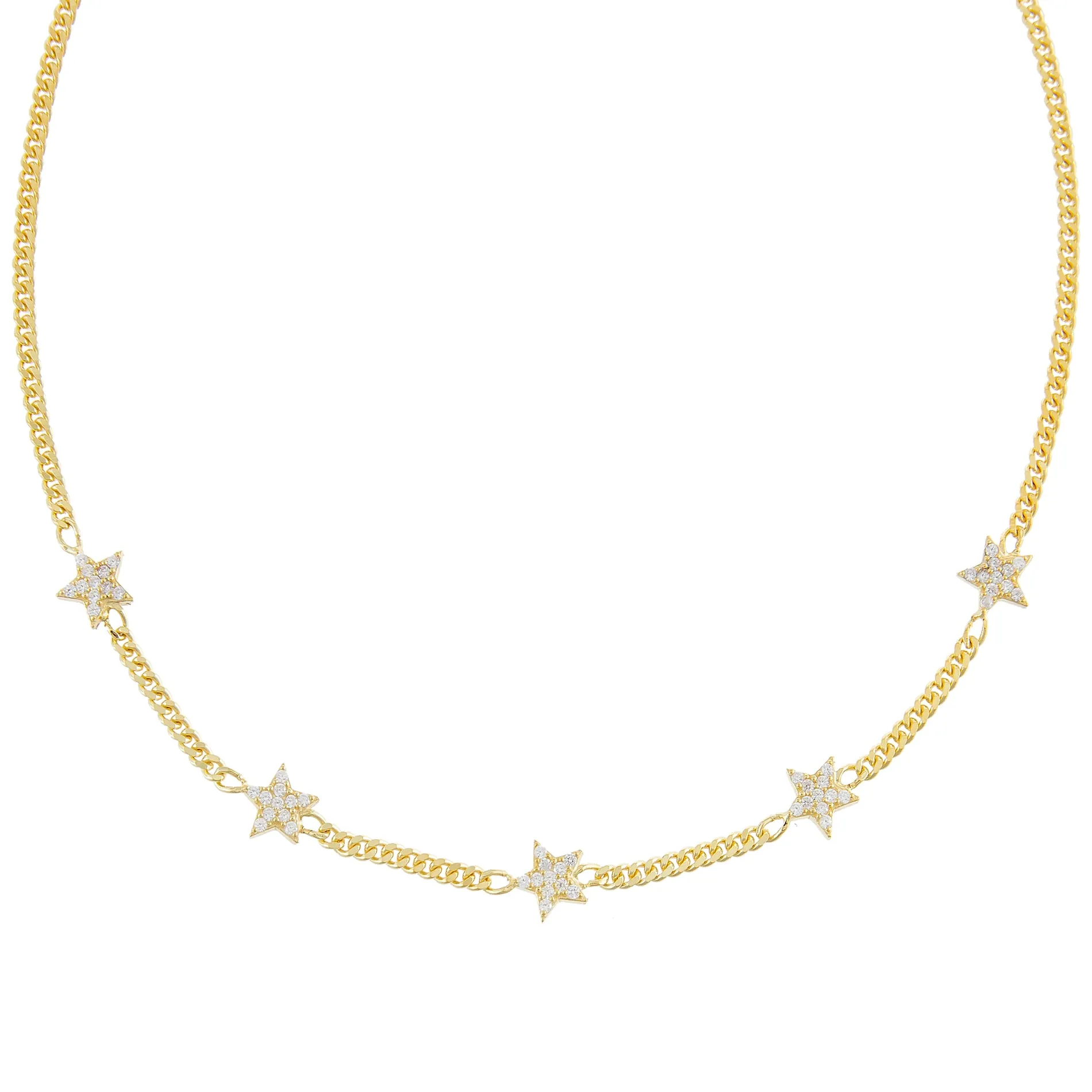 Pavé Stars Embedded Cuban Chain Choker
